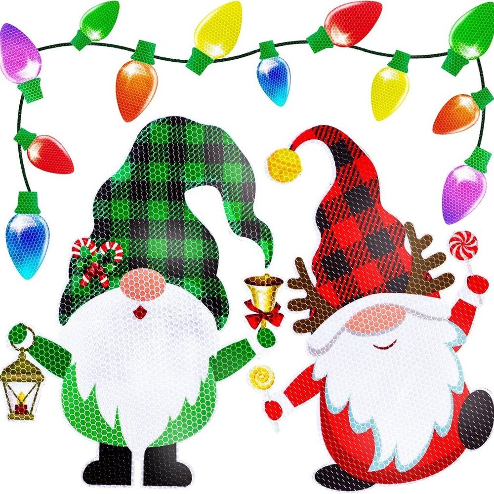 43PCS Christmas Car Refrigerator Decorations - Reflective Bulb Light Gnome Magne